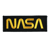 NASA Worm Embroidered Patch ( Gold on Black)